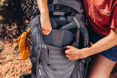 Gregory Deva 80L Pro back panel with AirCushion for airflow.