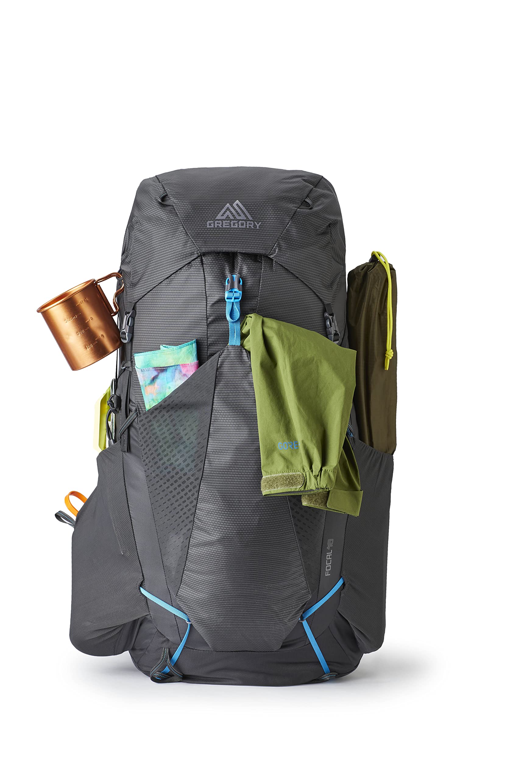 Gregory Focal 48L ventilated backpanel promoting airflow and freshness on climbs