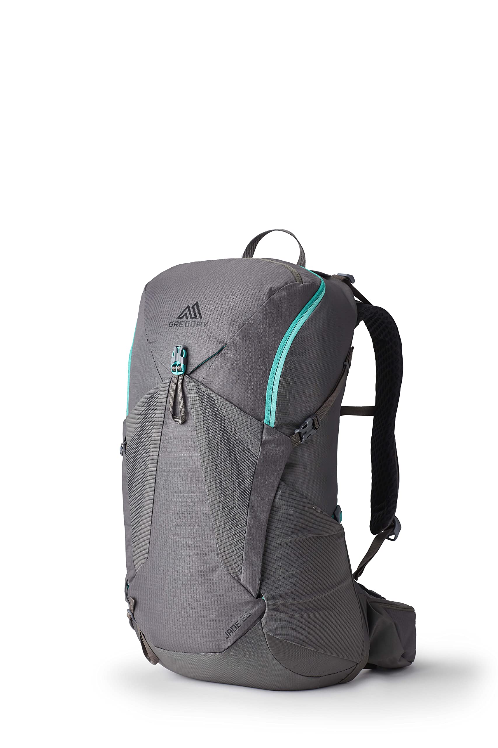 Gregory Jade 28L front view in mist grey for day hikes