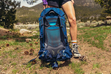 Gregory Jade 53L perforated shoulder harness improves airflow on climbs.