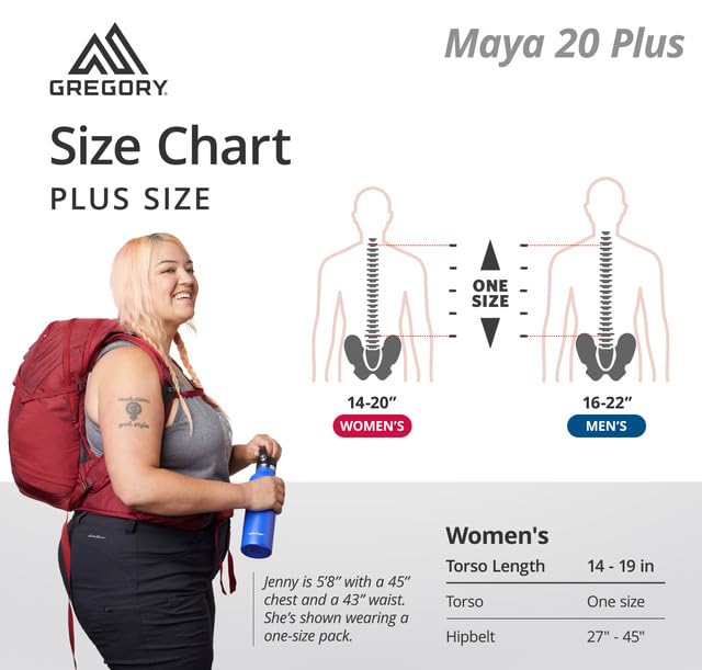 Gregory Maya 20 Plus iris red hipbelt pockets offering secure storage for essentials.