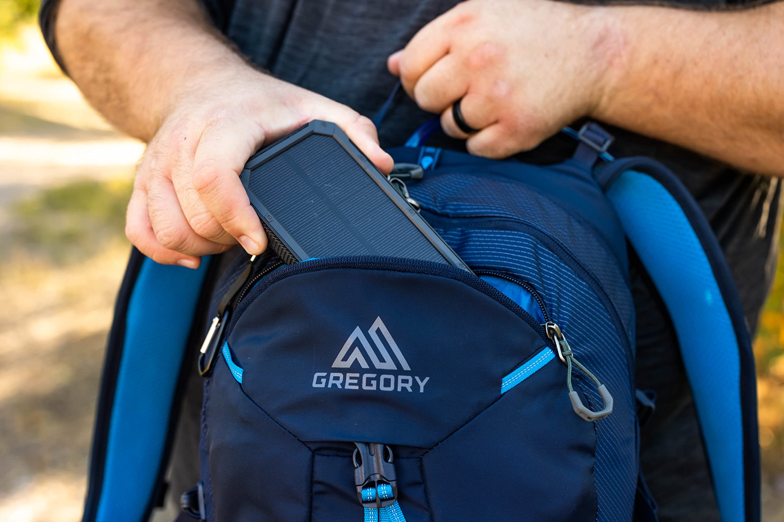 Large hipbelt pockets on Gregory Miko 20L hold phone and essentials