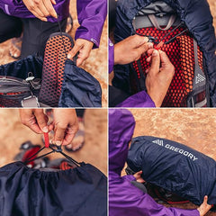 Gregory Rain Forest raincover hipbelt-loops area designed for secure quick adjustment.