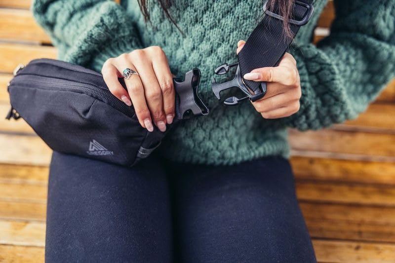 Gregory Rhune belt bag earbuds pocket demonstrates convenient storage for small accessories