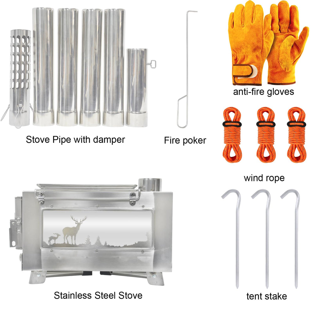 Greyhoo outdoor wood stove tent setup showing warmth and cooking possibilities.