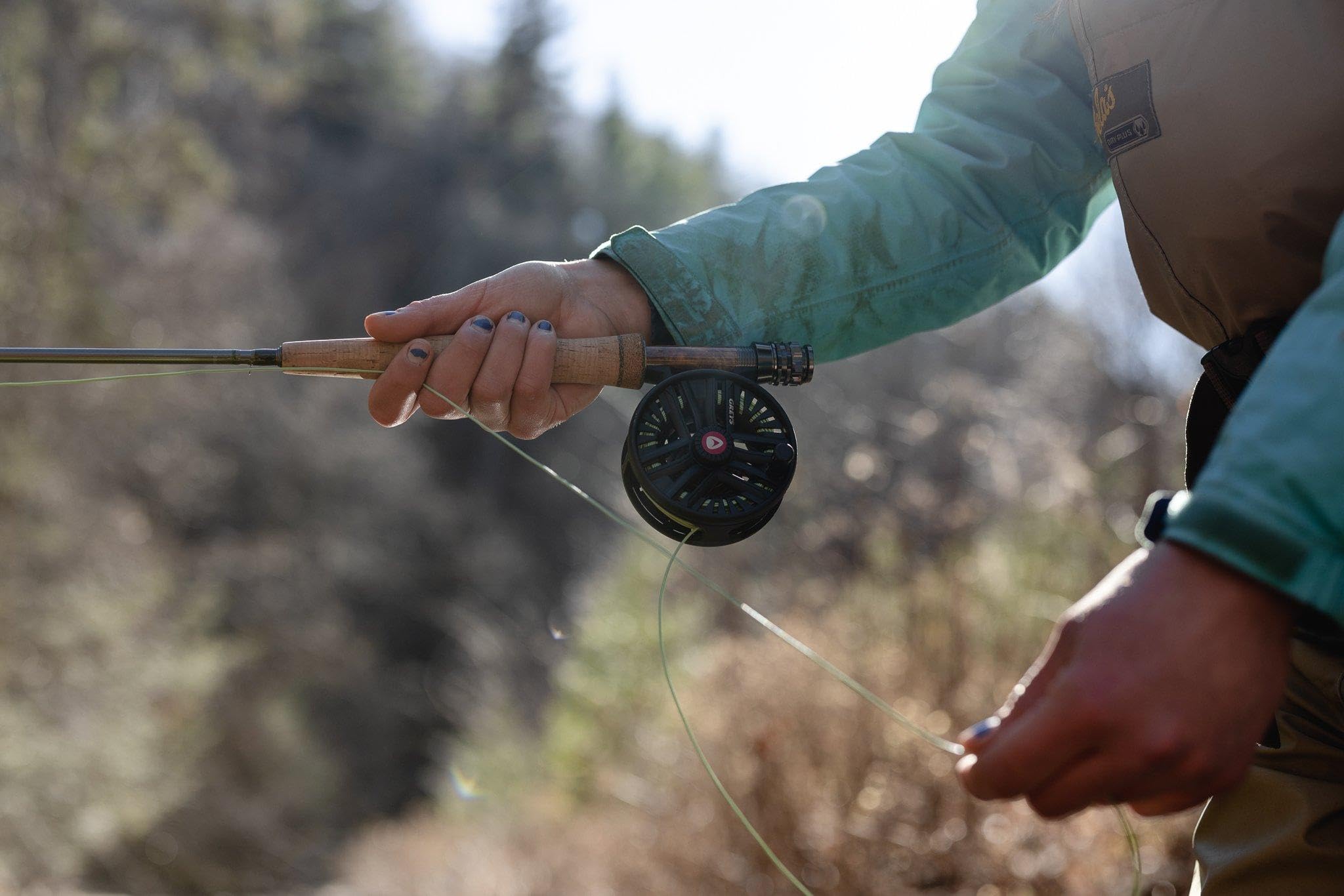 Greys Fin 3/4wt reel enabling quick line retrieval on the water