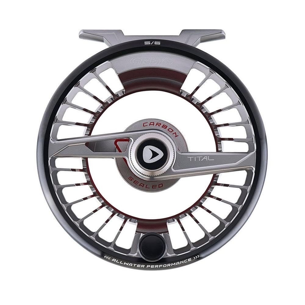 Greys TITAL fly reel front view showing premium finish and large arbor for fast line retrieval