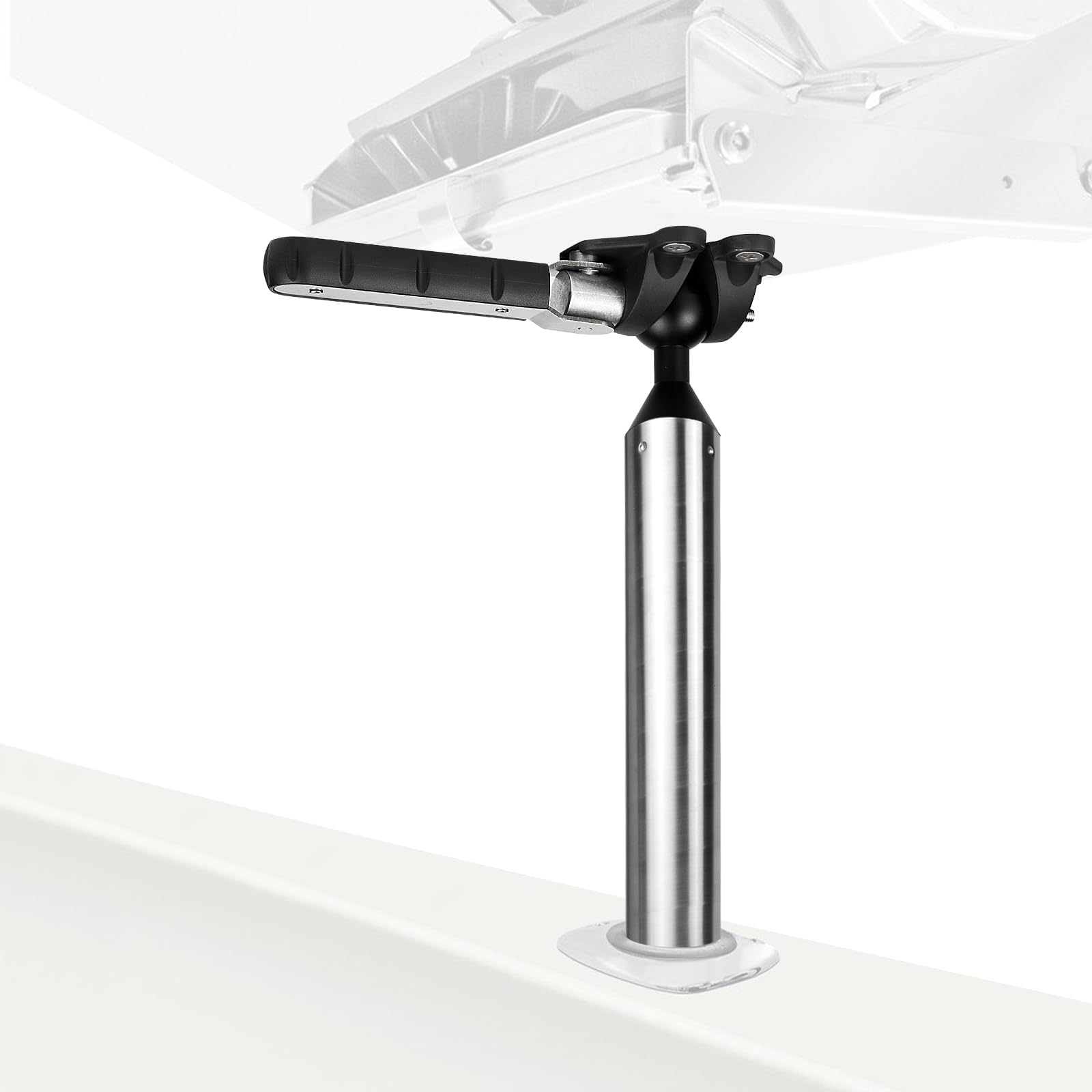 Grill Mount Rod Holder for Boat side view mounted on a marine rectangular grill