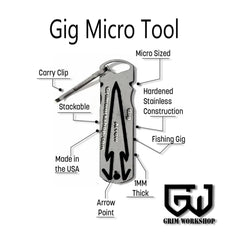 Close-up of frog gig tine detail on Grim Workshop tool