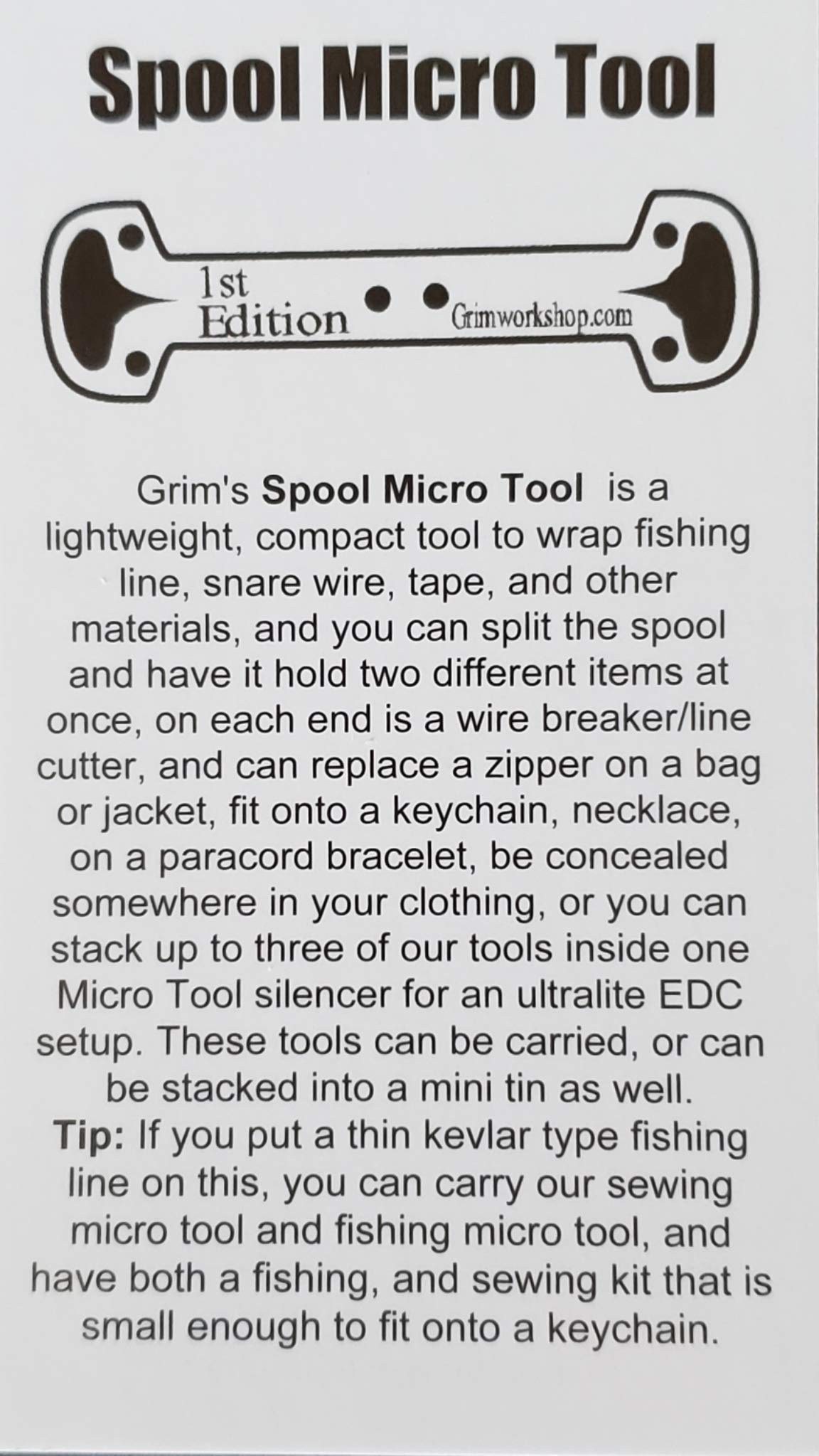 Grim Workshop micro spool stainless steel close-up stresses corrosion resistance for rugged environments