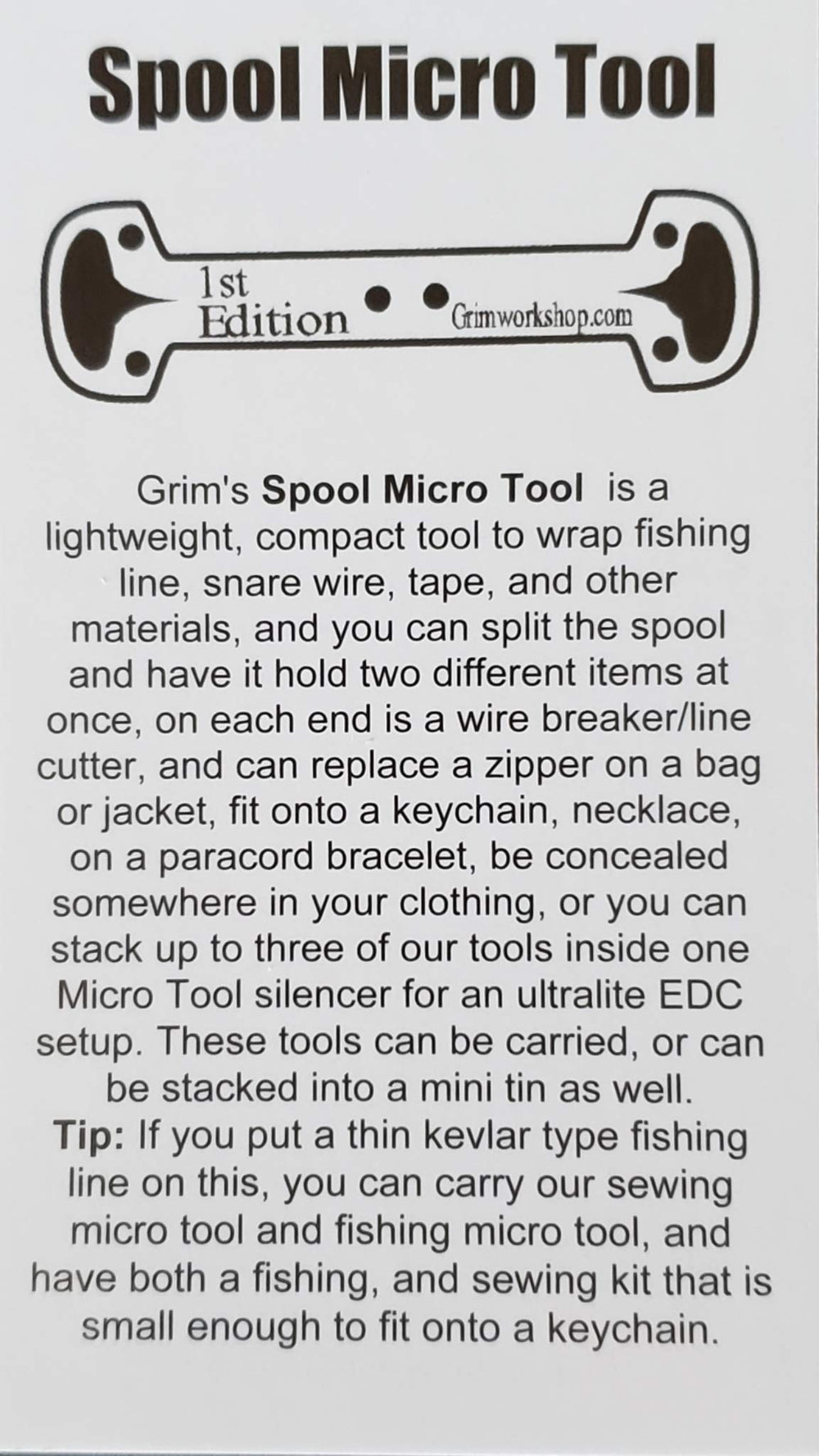 Grim Workshop micro spool stainless steel close-up stresses corrosion resistance for rugged environments