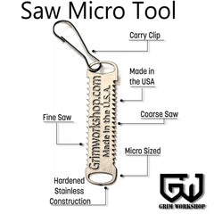 Grim Workshop two-sided teeth pocket saw offers versatile cuts on the go.