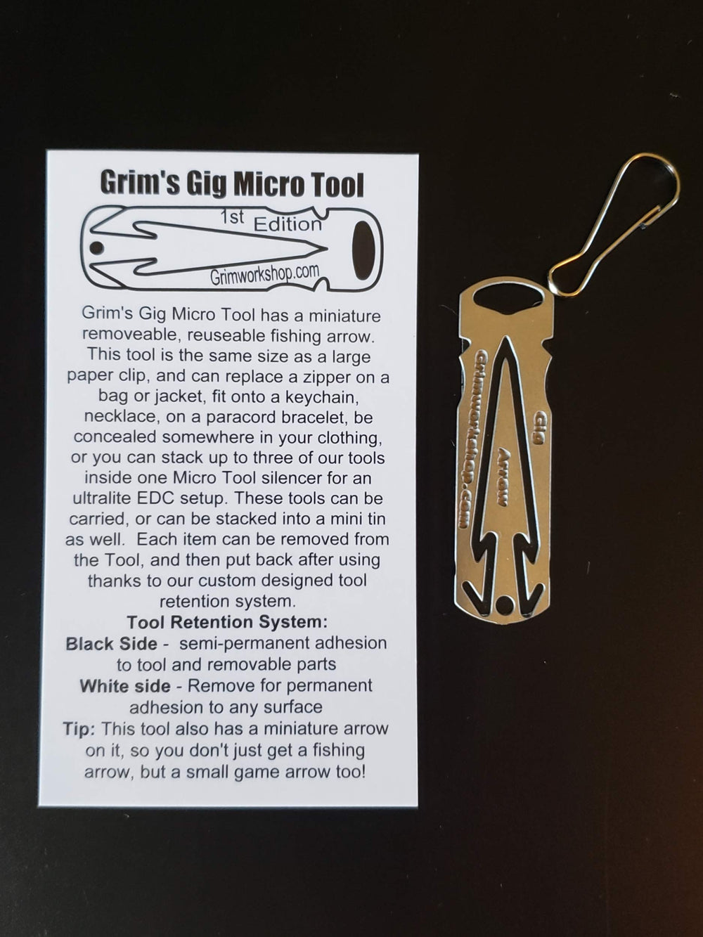Grim Workshop tool retention system showing black and white sides