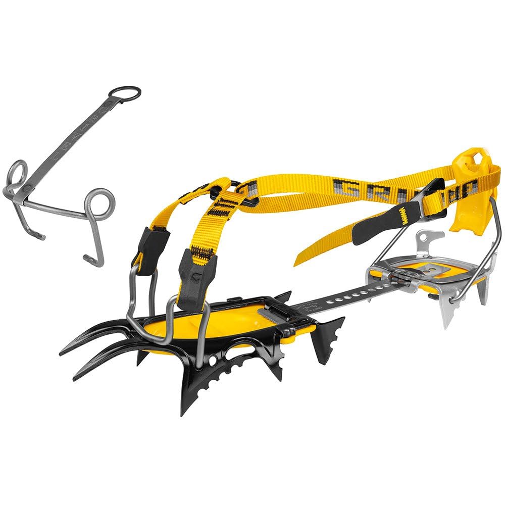 Grivel Air Tech Hybrid EVO crampons front view showing lightweight bindings for versatile trekking on mixed terrain