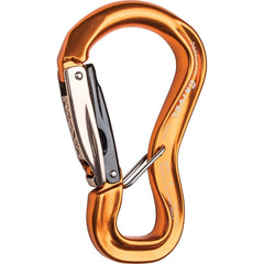 Grivel Clepsydra L2-0 wire-gate isolation carabiner for belay loop, reducing cross-loading risk.