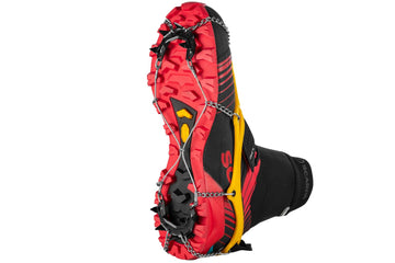 Grivel Explorer Light crampon in zip pouch for easy transport.