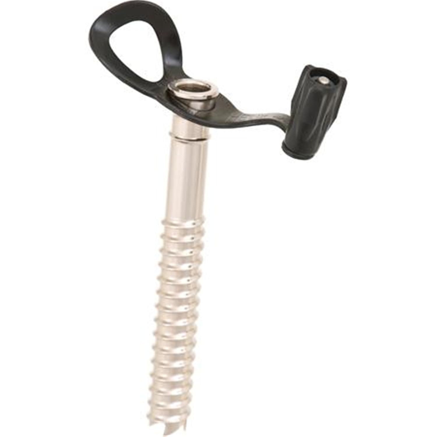 Grivel Helix Ice Screw Long handle close-up shows stable grip in gloves