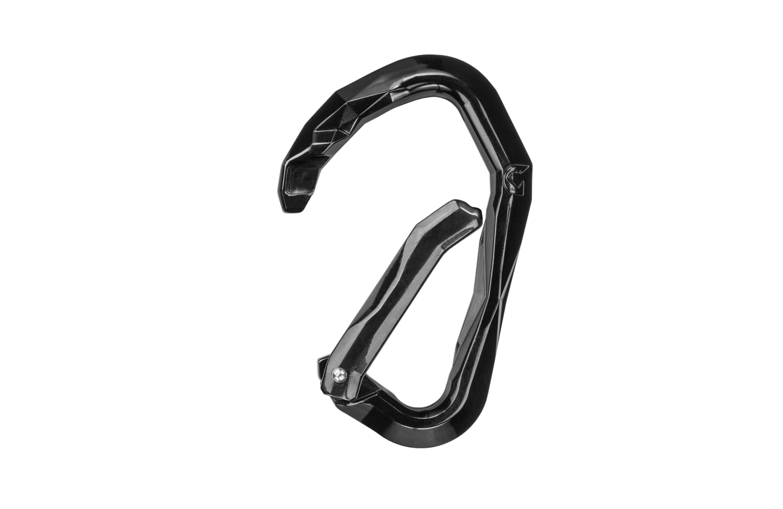 Grivel Stealth straight-gate carabiner enables easy clipping.