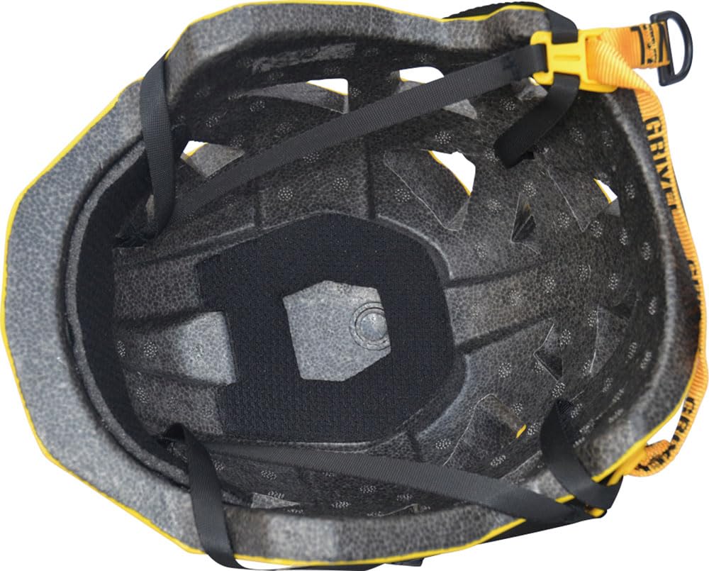 Grivel Stealth yellow headlamp clips support secure lighting on night climbs.