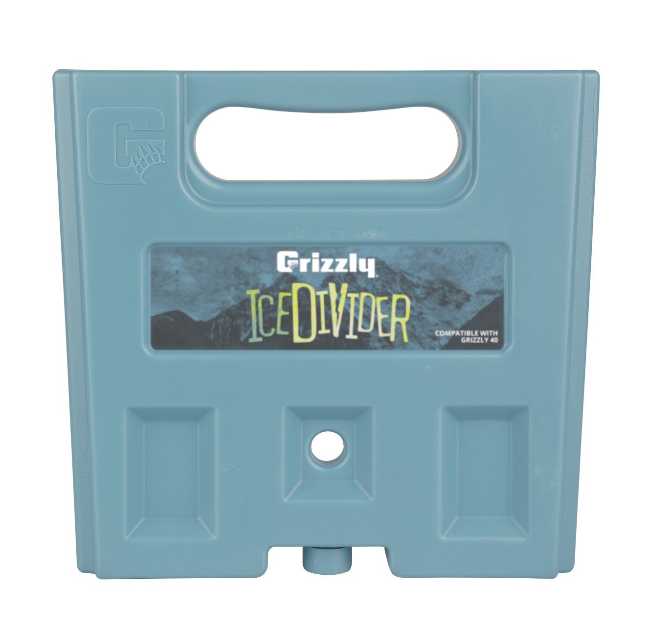 Grizzly IceDivider freeze-pack ready for freezer to extend ice longevity.
