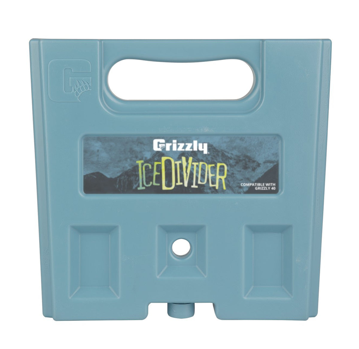 Grizzly IceDivider freeze-pack ready for freezer to extend ice longevity.