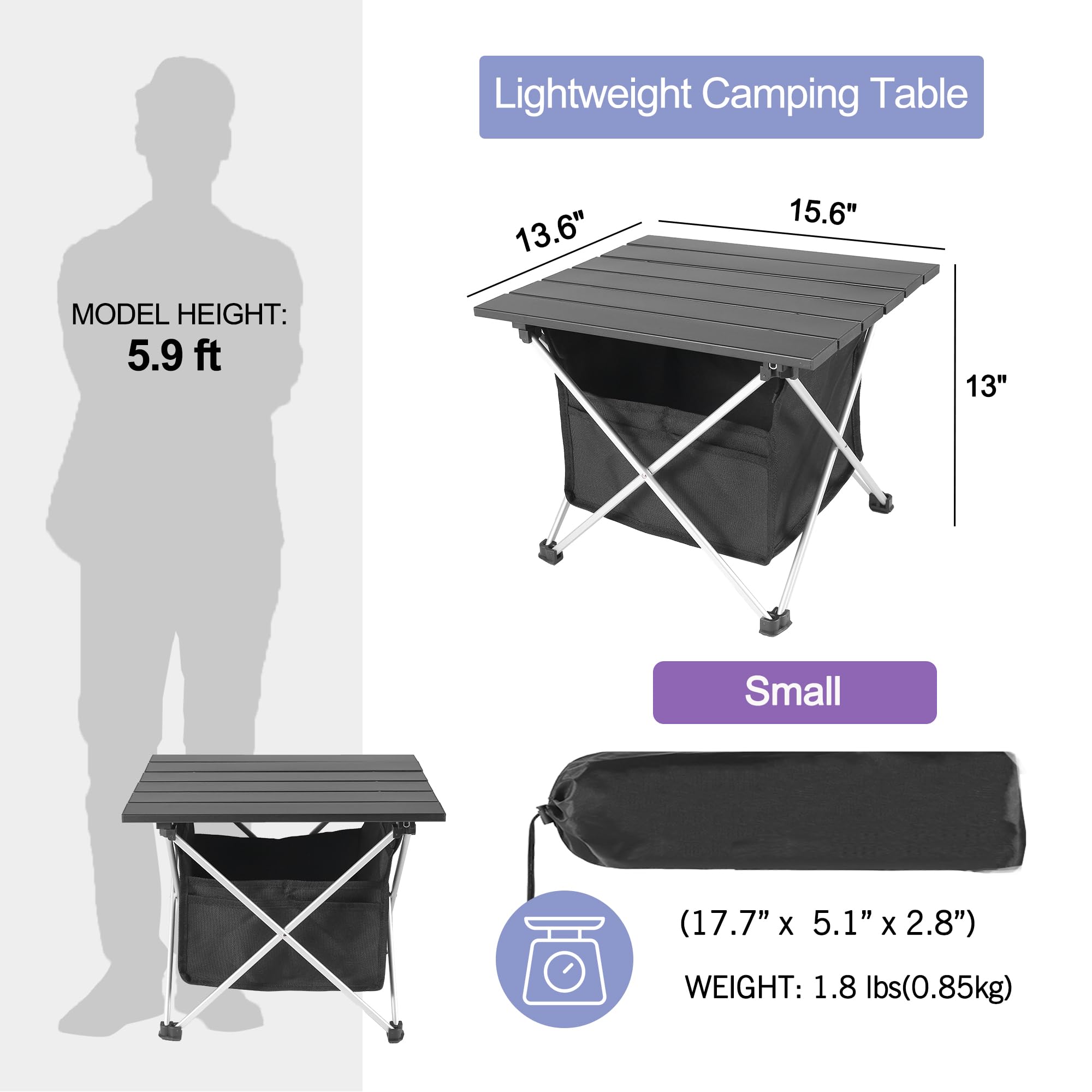 Grope folding table legs in X-shape provide stable support on uneven ground