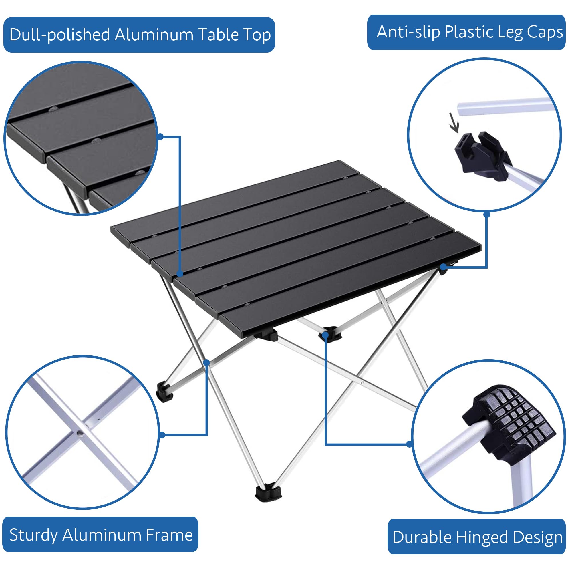 Grope portable camping table on beach demonstrates stable dining on sand.
