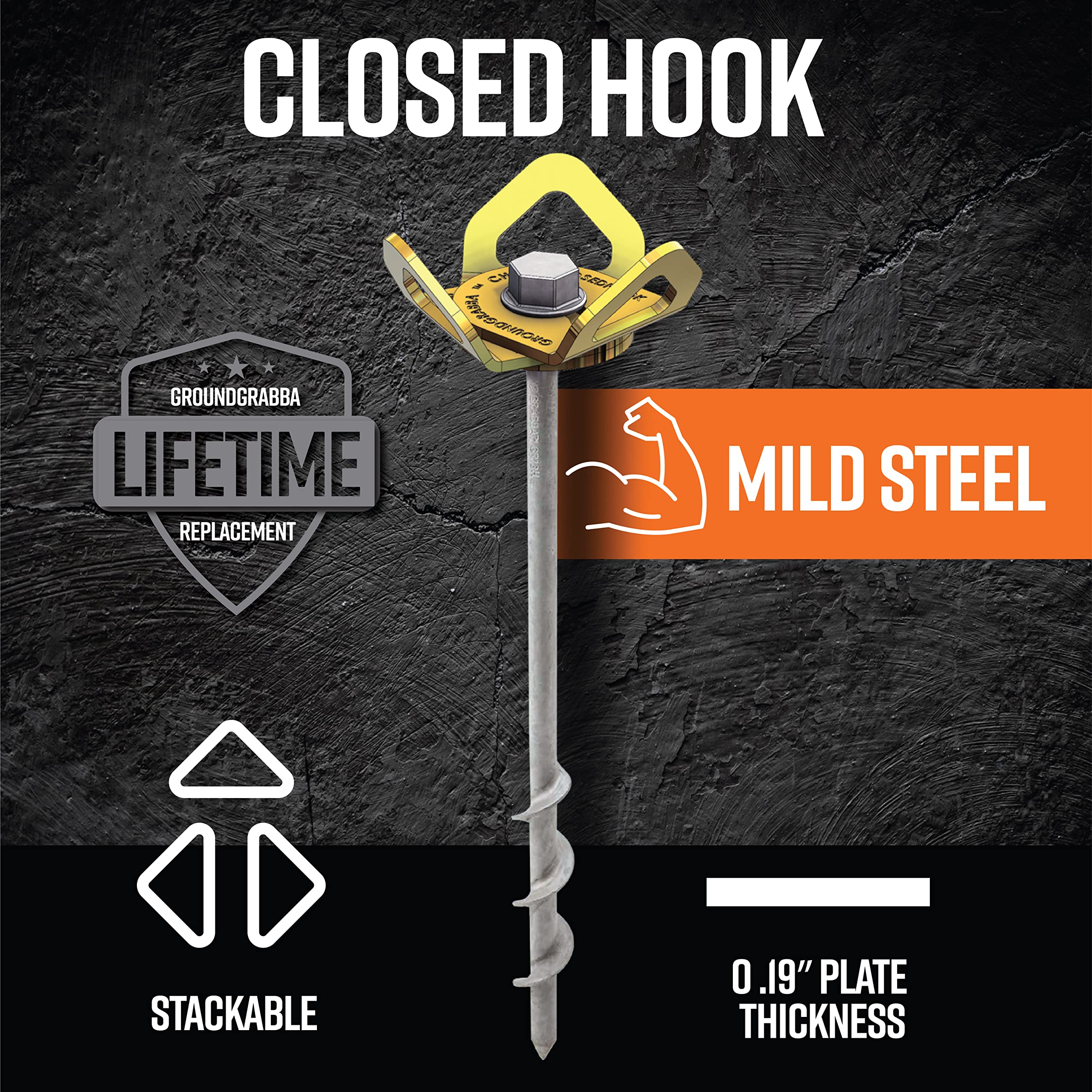 GROUNDGRABBA ClosedHook bag closeup steel finish highlights durable metal construction.