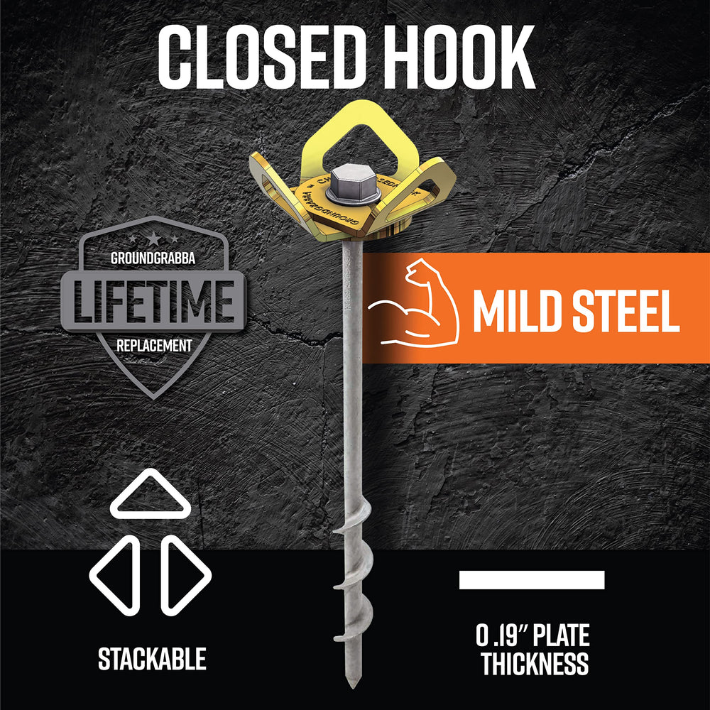 GROUNDGRABBA ClosedHook bag closeup steel finish highlights durable metal construction.