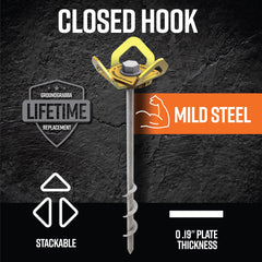 GROUNDGRABBA ClosedHook bag closeup steel finish highlights durable metal construction.