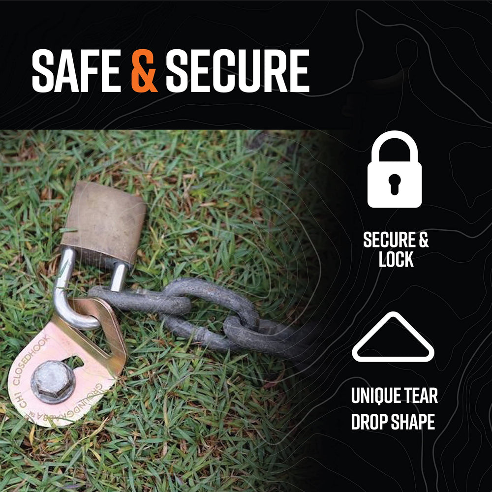 GROUNDGRABBA rope hole diameter 1-3/8 inch detail enables clean rope routing.