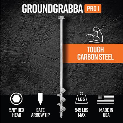 GROUNDGRABBA screw-in stake with drill-driven setup for fast assembly