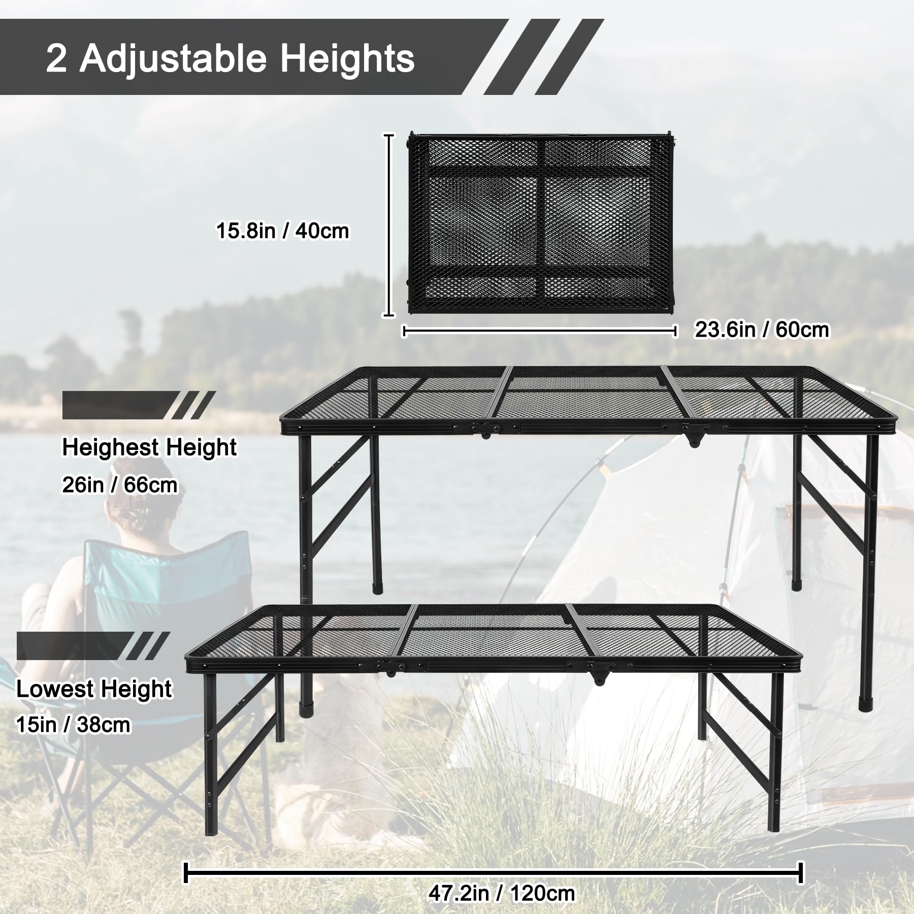 Grovind portable folded table in carry bag for easy transport.