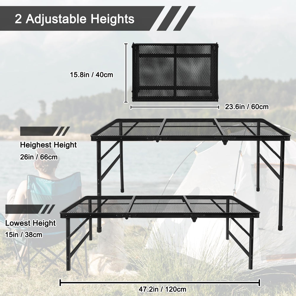 Grovind portable folded table in carry bag for easy transport.
