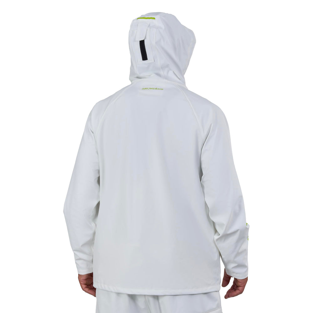 Grundéns Tourney Jacket fly fishing setup with secure zip pockets.