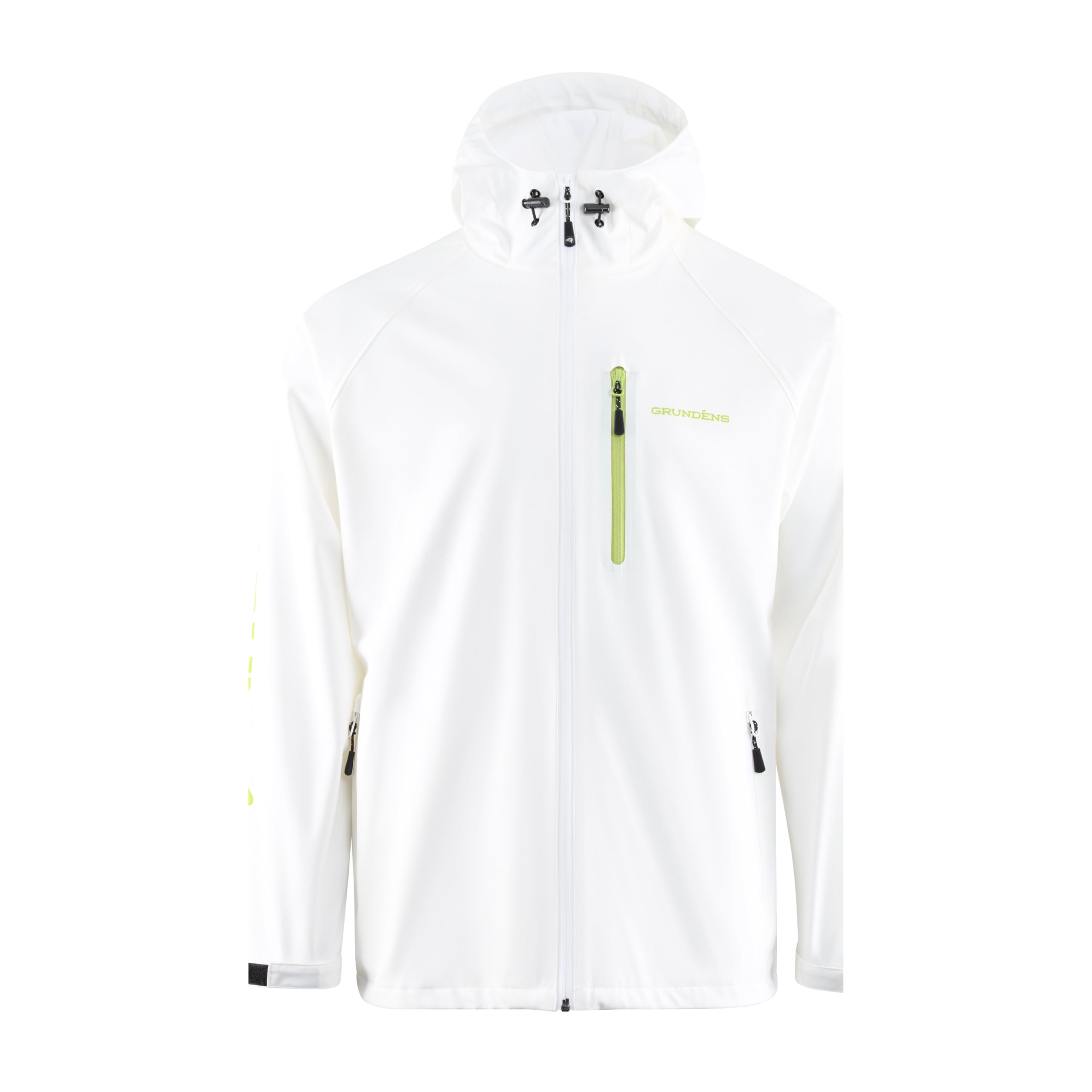 Grundéns Tourney Jacket hooded closeup shows waterproof fabric for all-weather fishing.
