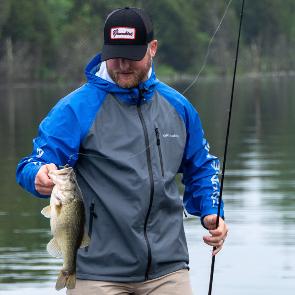 Grundéns Tourney Jacket packable design shown for easy travel and storage.