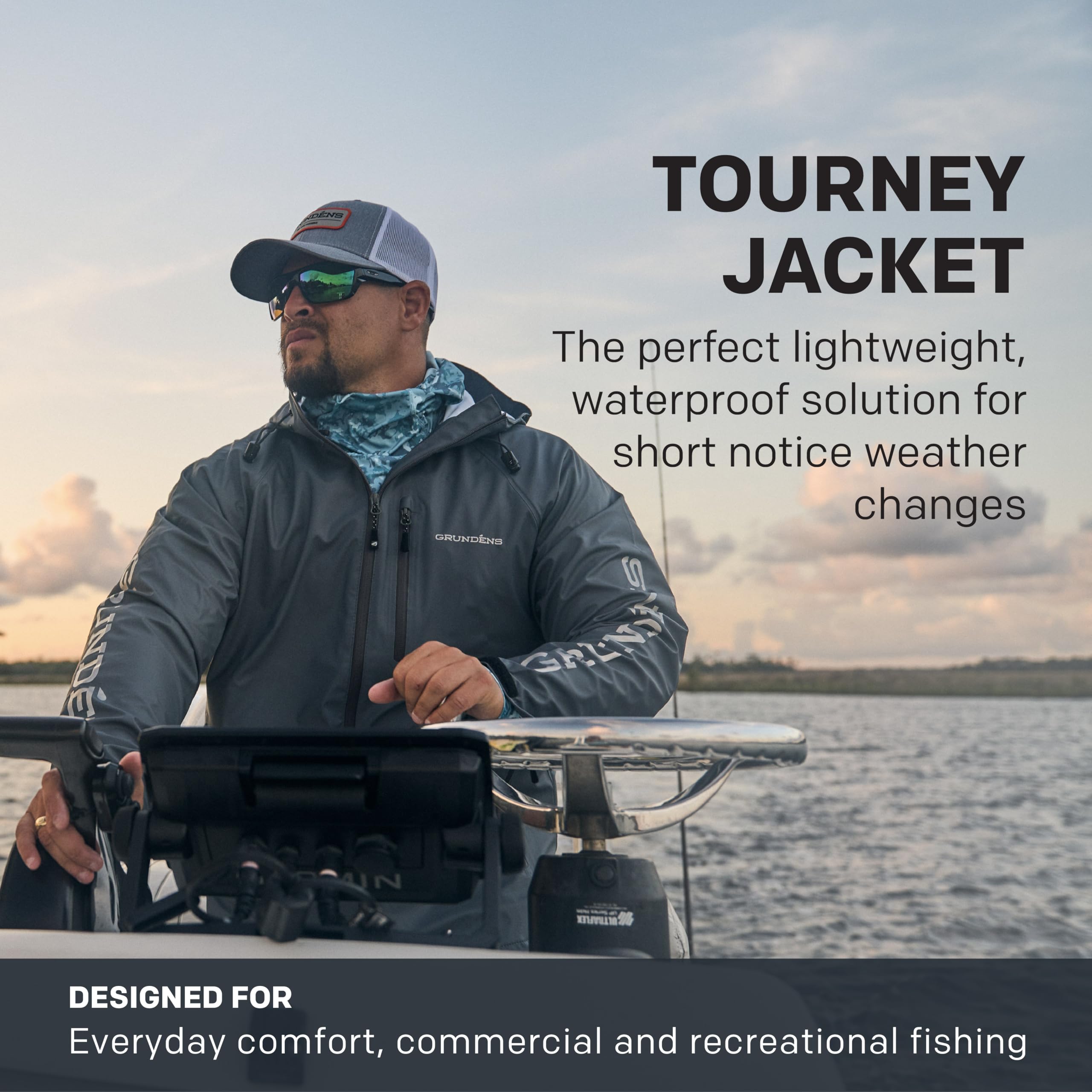 Grundéns Tourney Jacket waterproof fabric texture ideal for freshwater and saltwater angling.