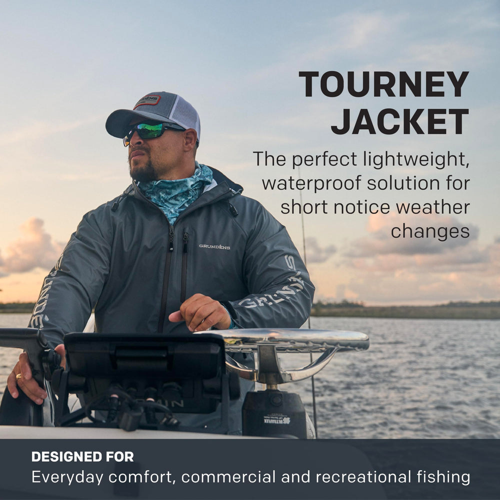 Grundéns Tourney Jacket waterproof fabric texture ideal for freshwater and saltwater angling.