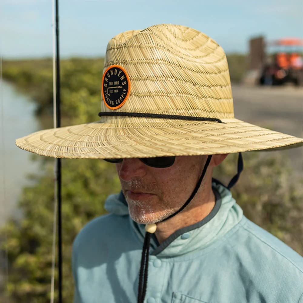 Grundéns Waterman Straw Hat Reed packaged view for travel and storage