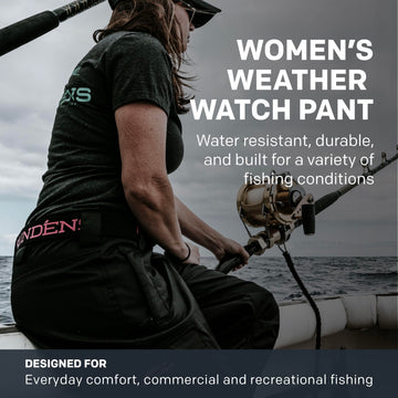 Grundéns Women's Weather Watch Pant with PU film lamination for rugged durability in rain and spray.