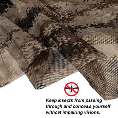 GRVCN 300D camouflage netting draped on ground blind blends with surroundings for wildlife photography.