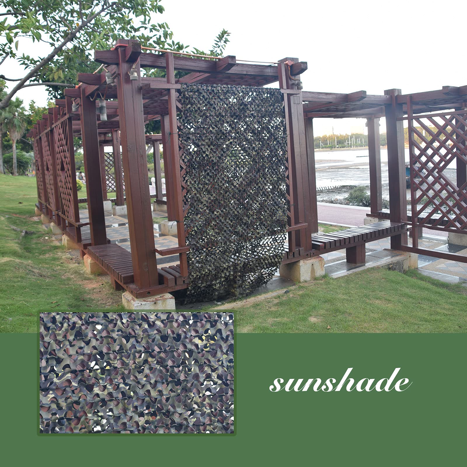 GRVCN camo netting helps create quick privacy and sunshade outdoors.
