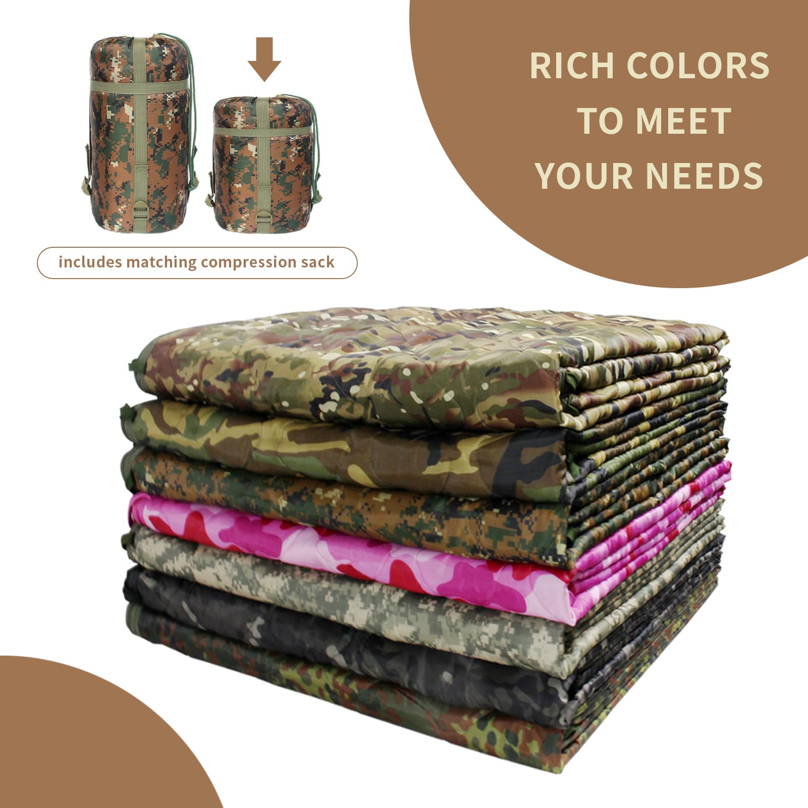 GRVCN lightweight blanket weighs 1.7 pounds for easy packing.