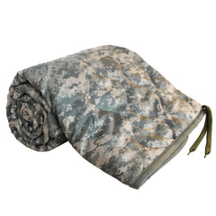 GRVCN military blanket camo pattern close-up highlighting quick-dry warmth for outdoor use.