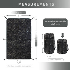 GRVCN military blanket compressed in a pack for backpacking travel.