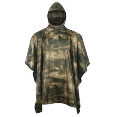 GRVCN military poncho hood adjustment shows secure adjustable coverage for all-day rain protection