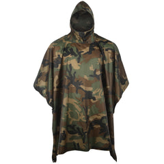 GRVCN military rain poncho camouflage worn-ready for outdoor rain protection and backpack coverage