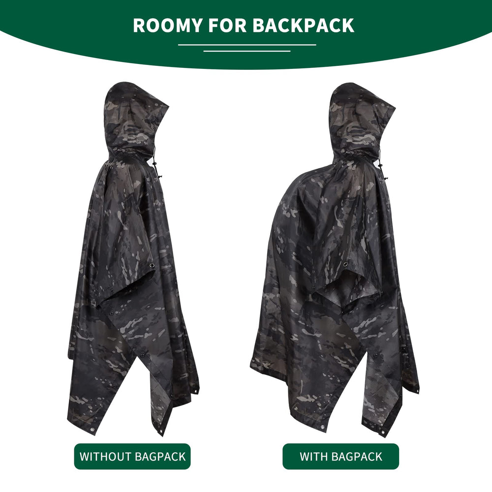 GRVCN poncho with 8 double-sided snaps enables modular shelter.