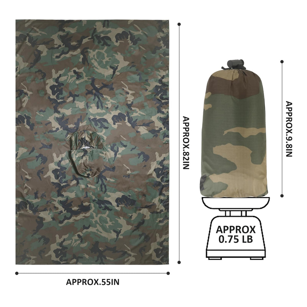 GRVCN rain poncho with 8 double-sided snaps for modular shelter setup